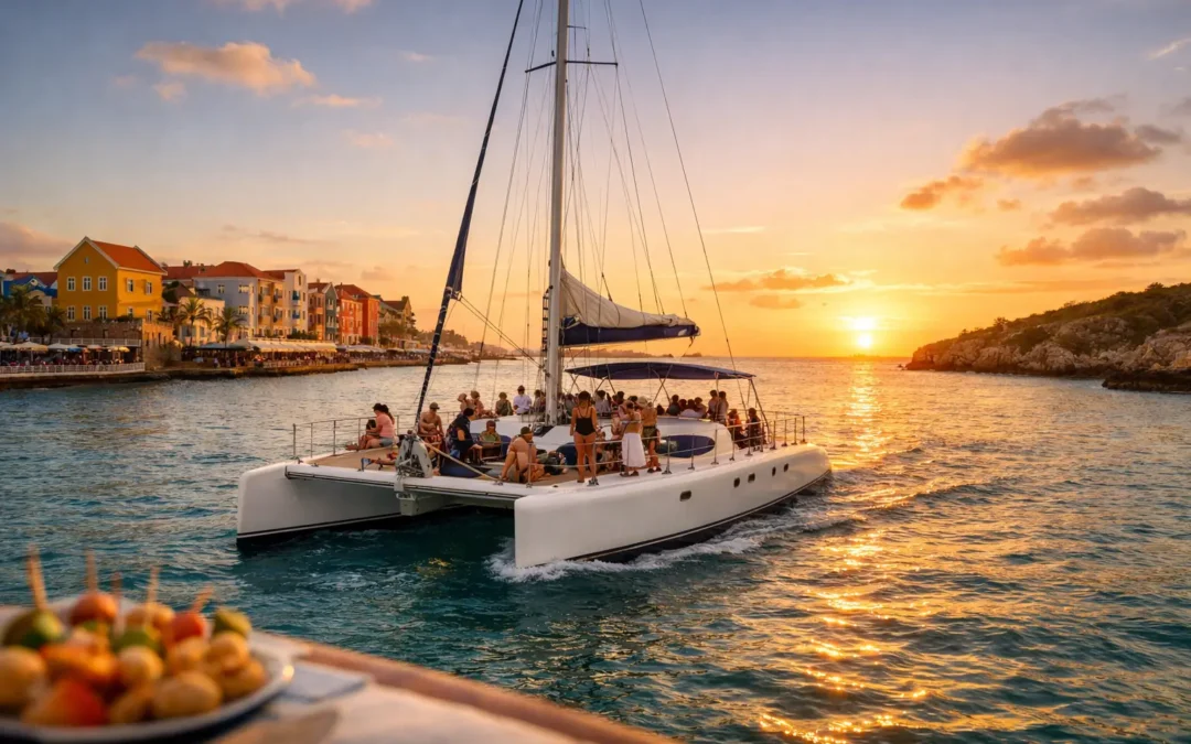 Crucero catamarán al atardecer en Curazao